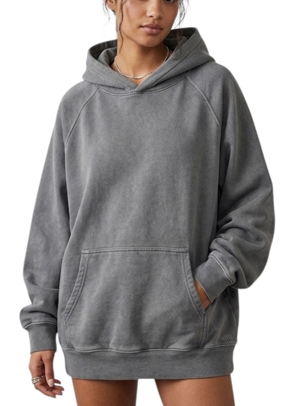 Aritzia Cozy Sweatfleece Mega Fit Raglan Hoodie dark grey oversized hoodie L